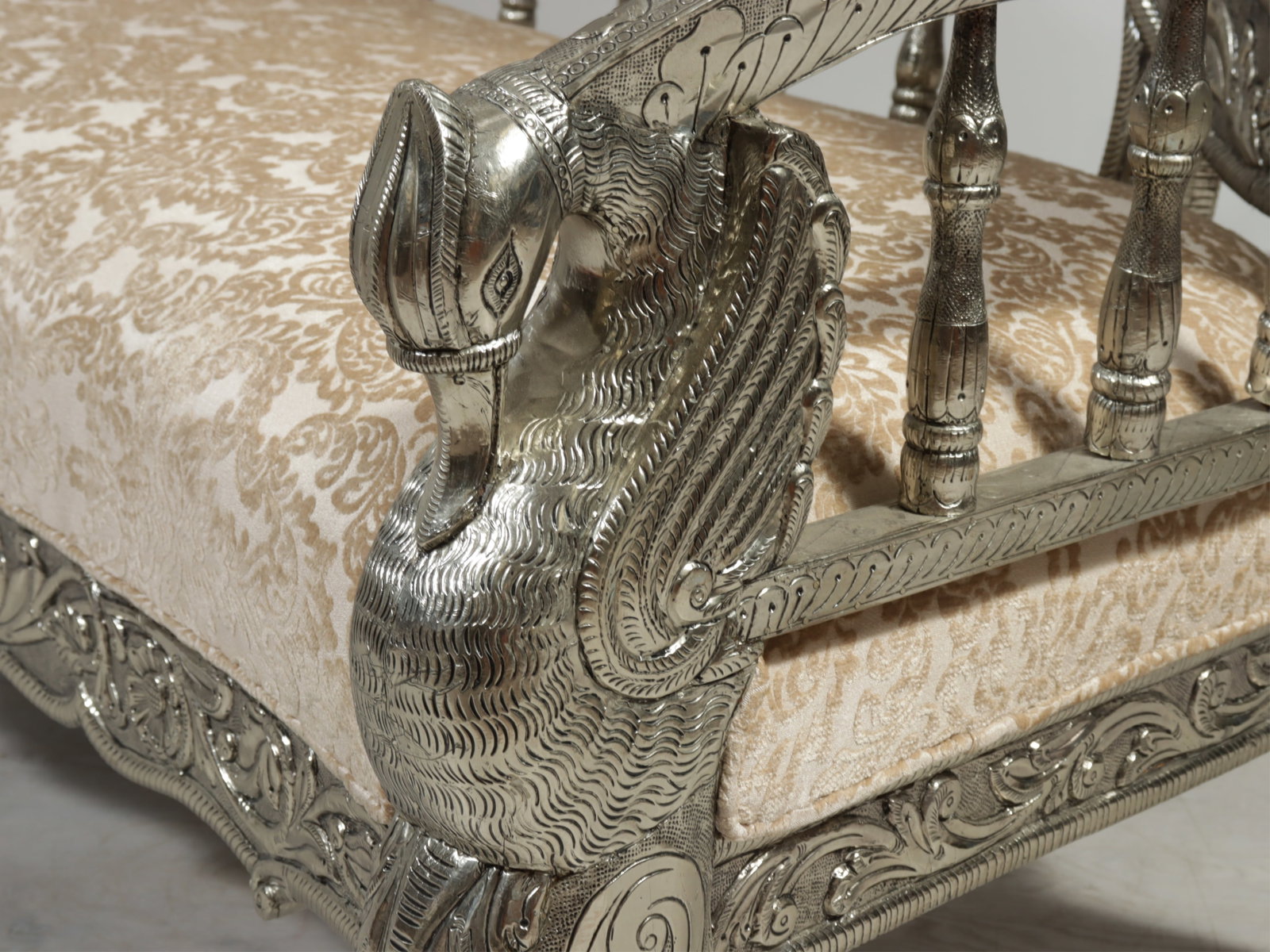Indian Repousse Brass Veneered Settee - 4