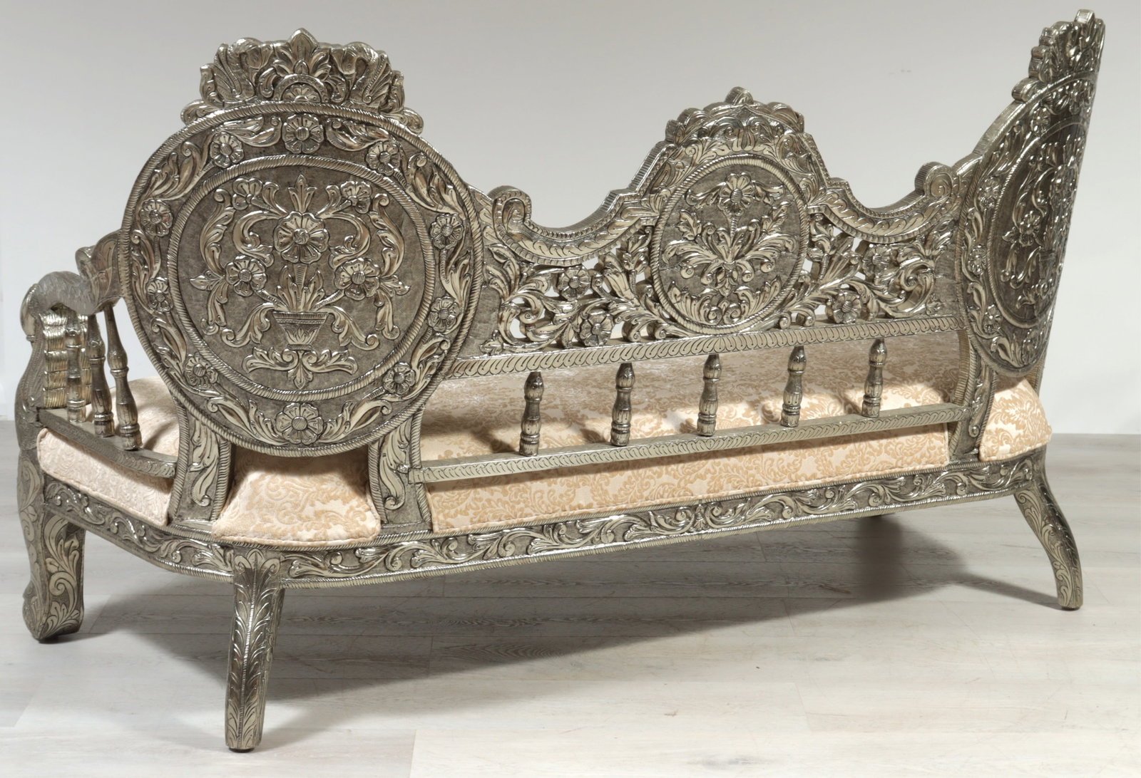 Indian Repousse Brass Veneered Settee - 8