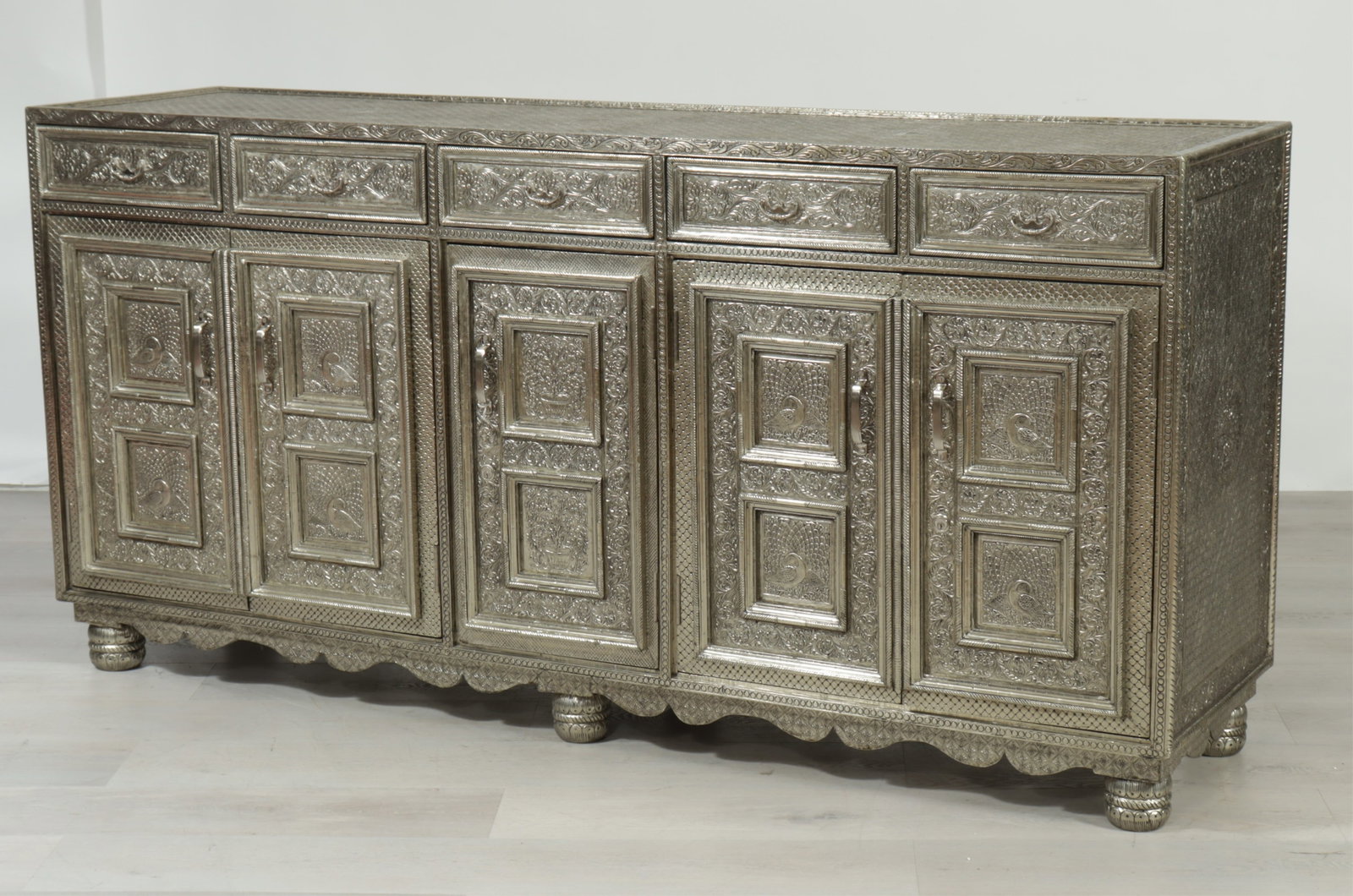 Indian Repousse Veneered Sideboard
