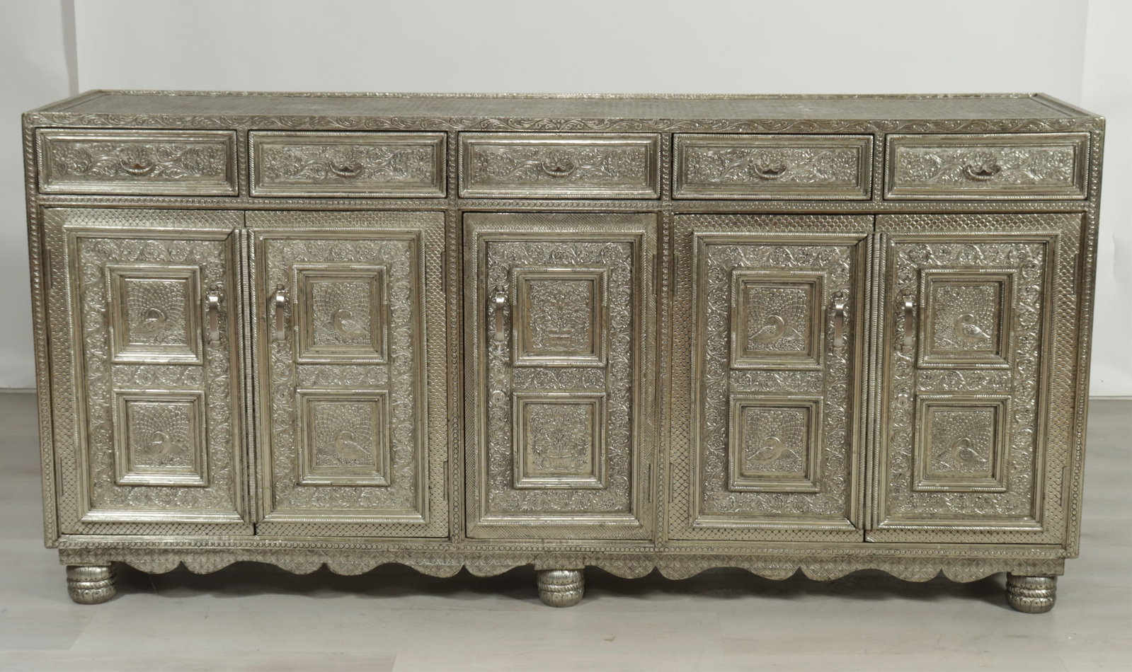 Indian Repousse Veneered Sideboard - 2