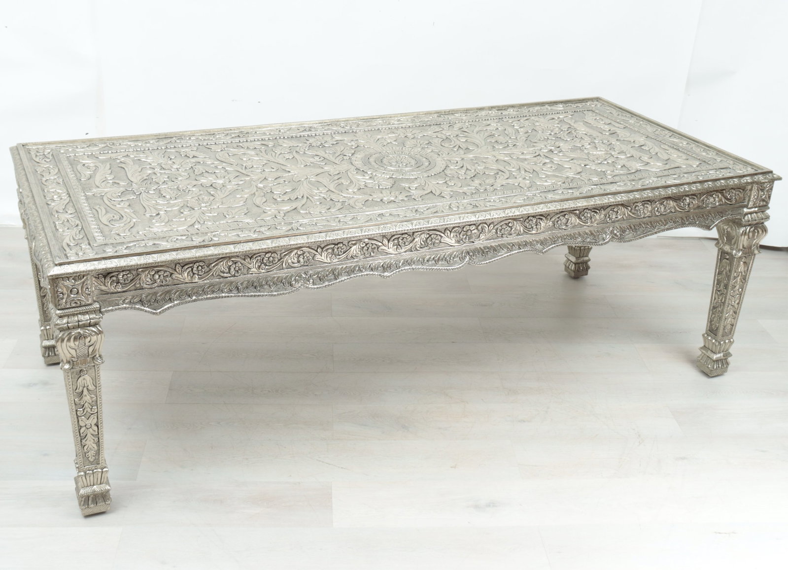 Indian Repousse Brass Veneered Dining Table - 2