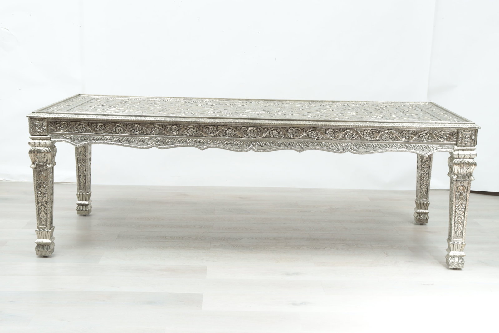 Indian Repousse Brass Veneered Dining Table - 4