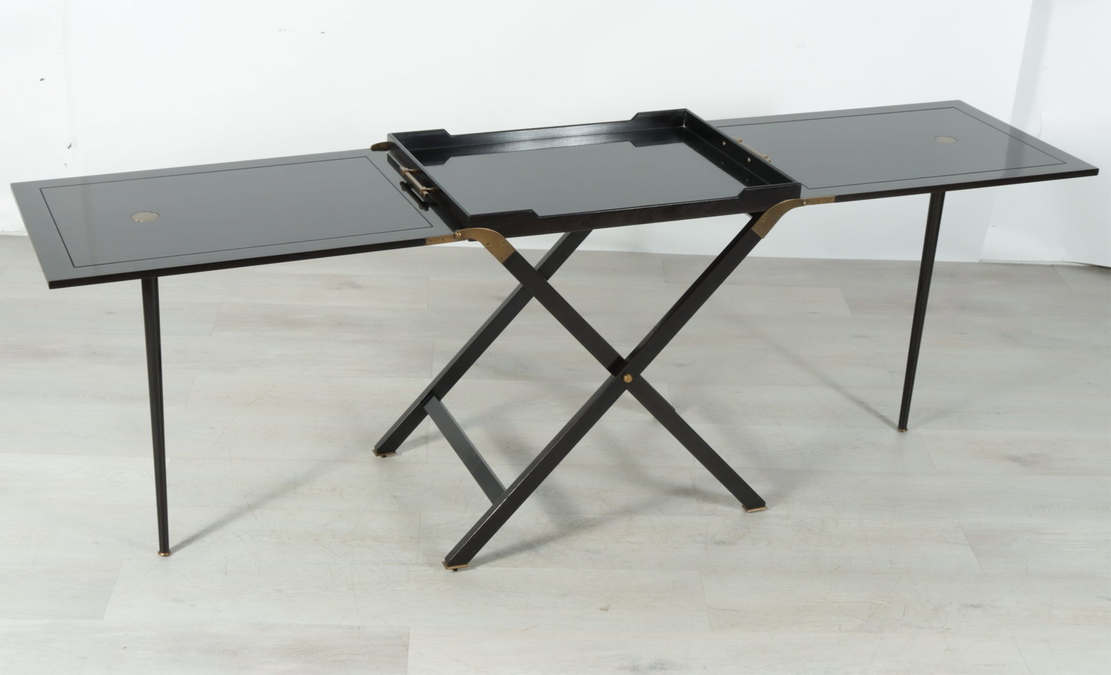 Baker Black Lacquer Folding Campaign Table - 2