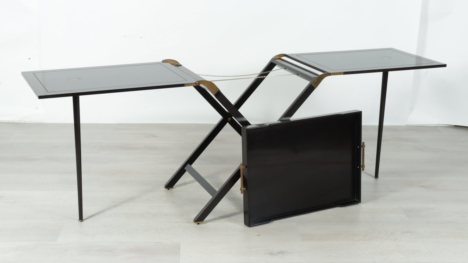 Baker Black Lacquer Folding Campaign Table - 3