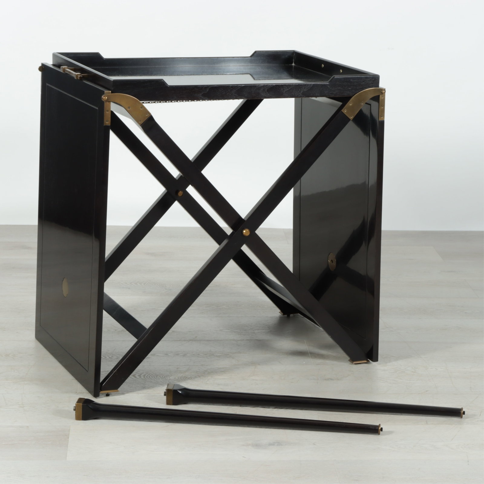 Baker Black Lacquer Folding Campaign Table - 5