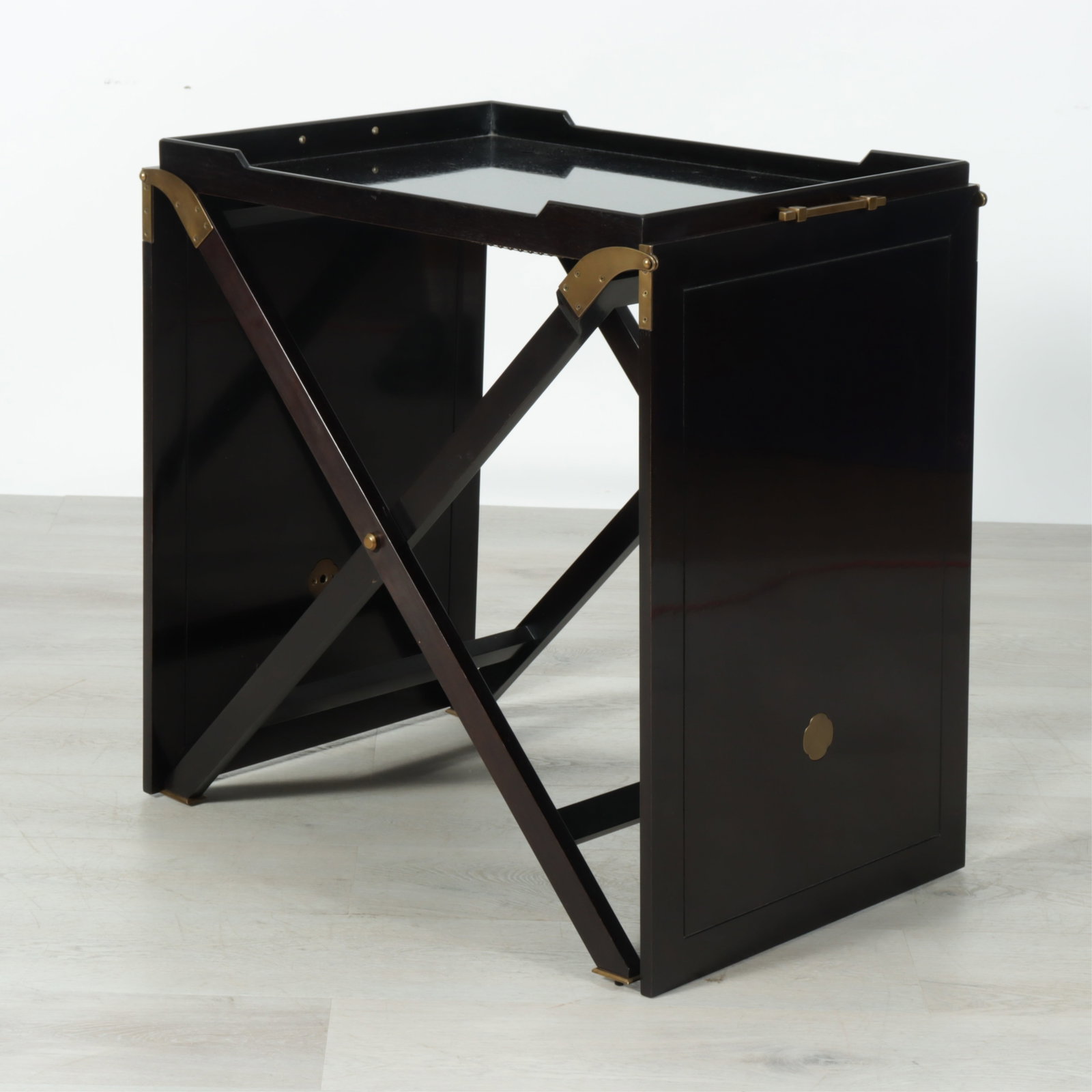 Baker Black Lacquer Folding Campaign Table - 6