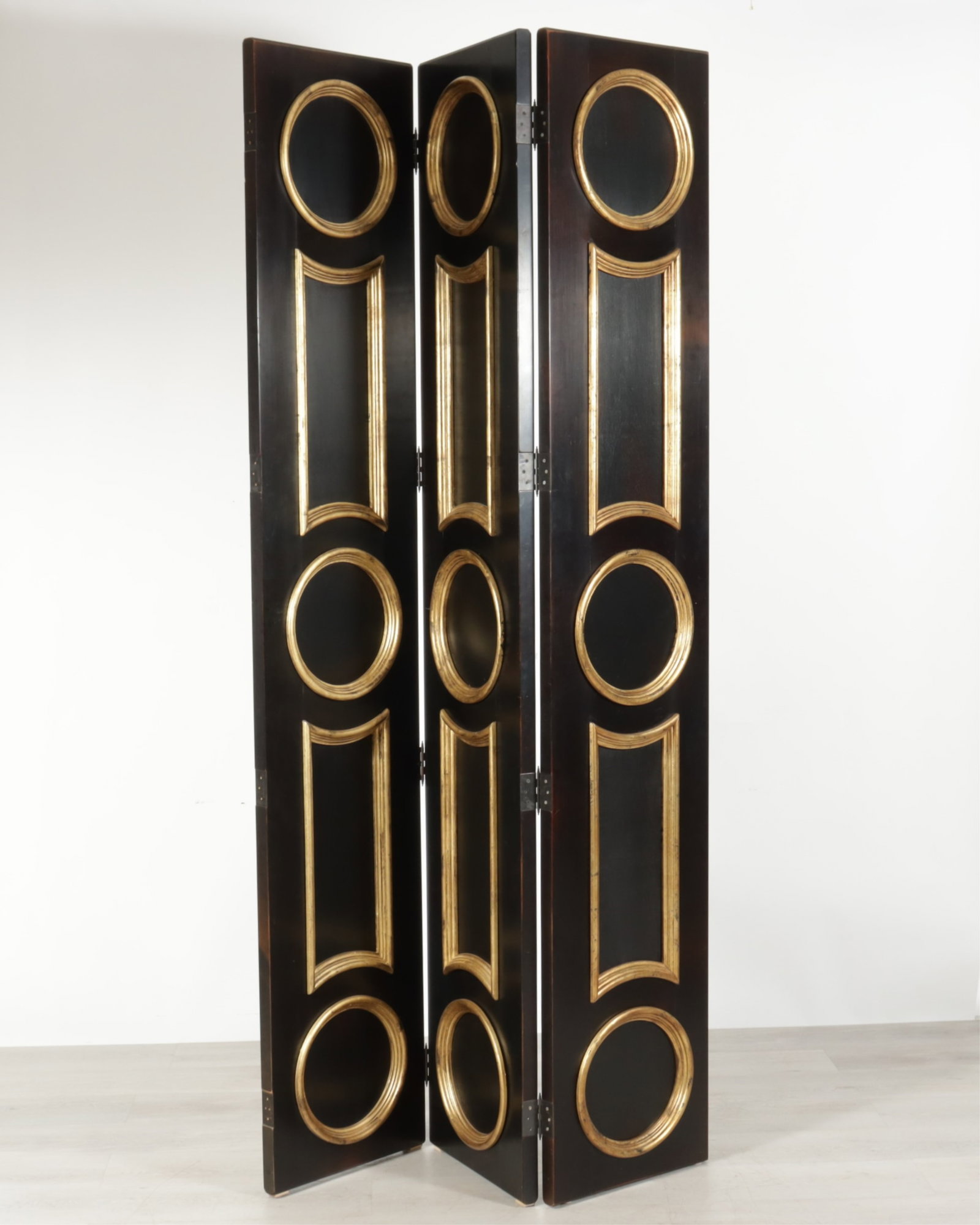 Classical Style Parcel-Gilt Black Painted Screen (1 of 8)