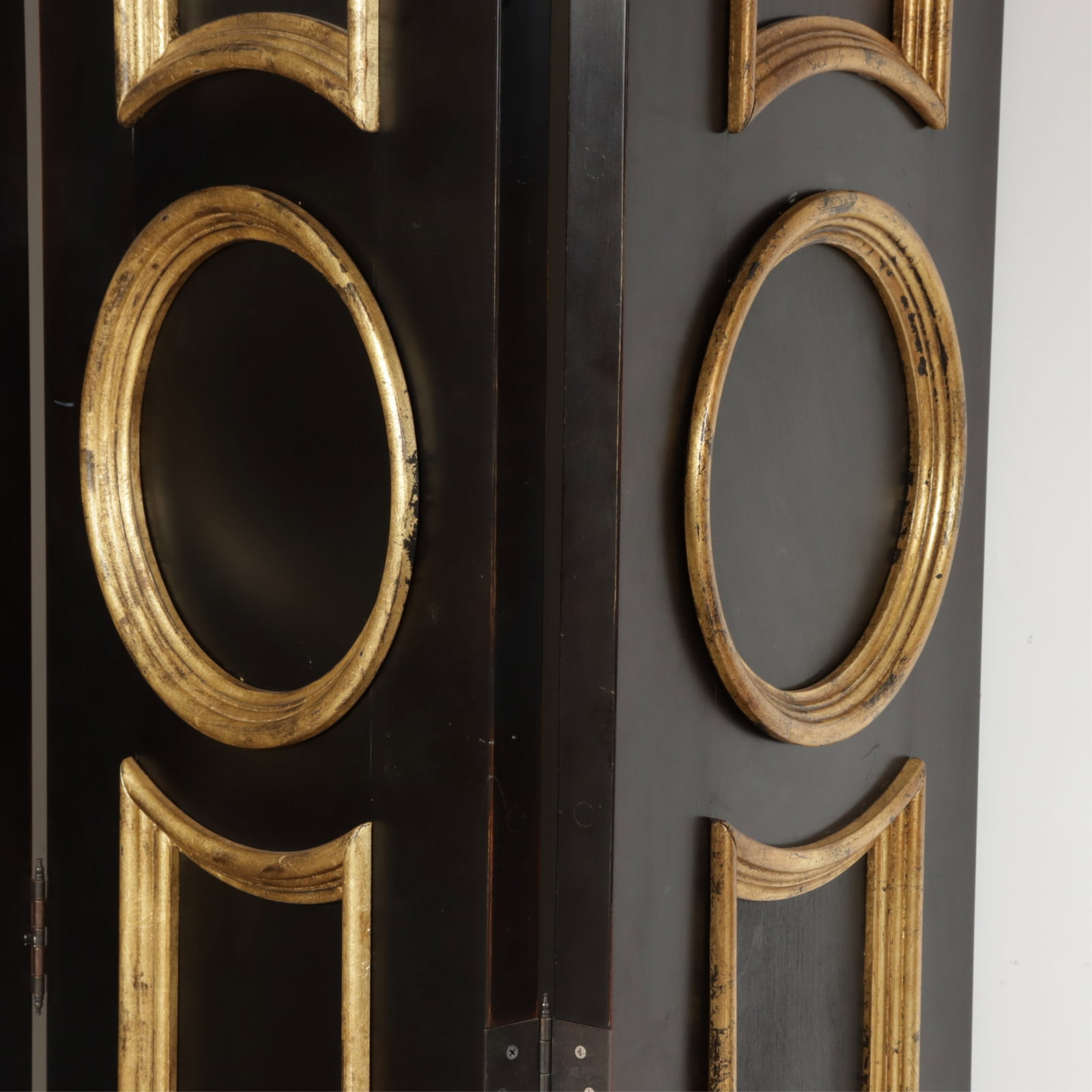 Classical Style Parcel-Gilt Black Painted Screen - 3