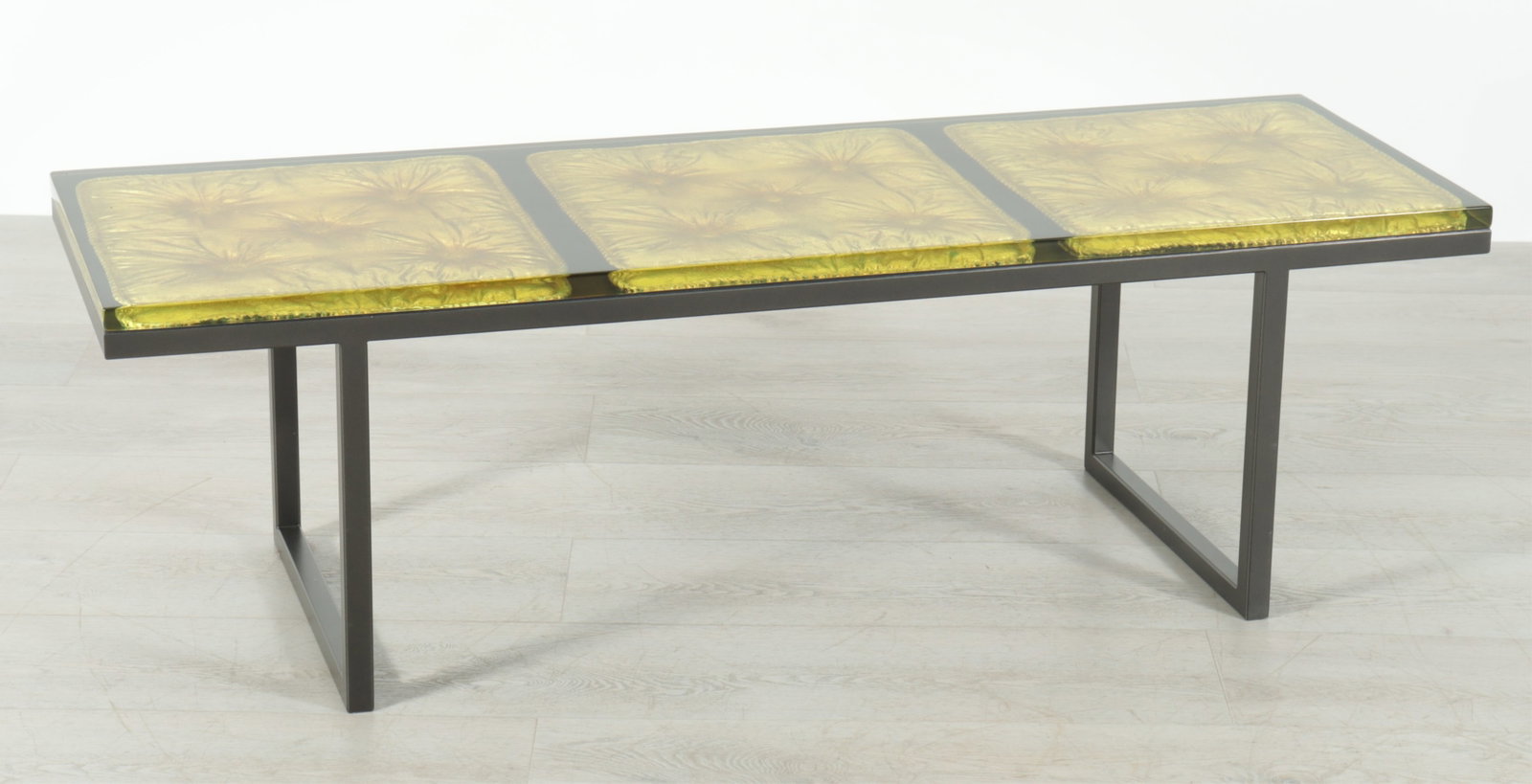 McCollin Bryan Acrylic Barbarella Bench: McCollin Bryan Acrylic Barbarella Bench, labeled 16" H x 51" W x 17.25" D