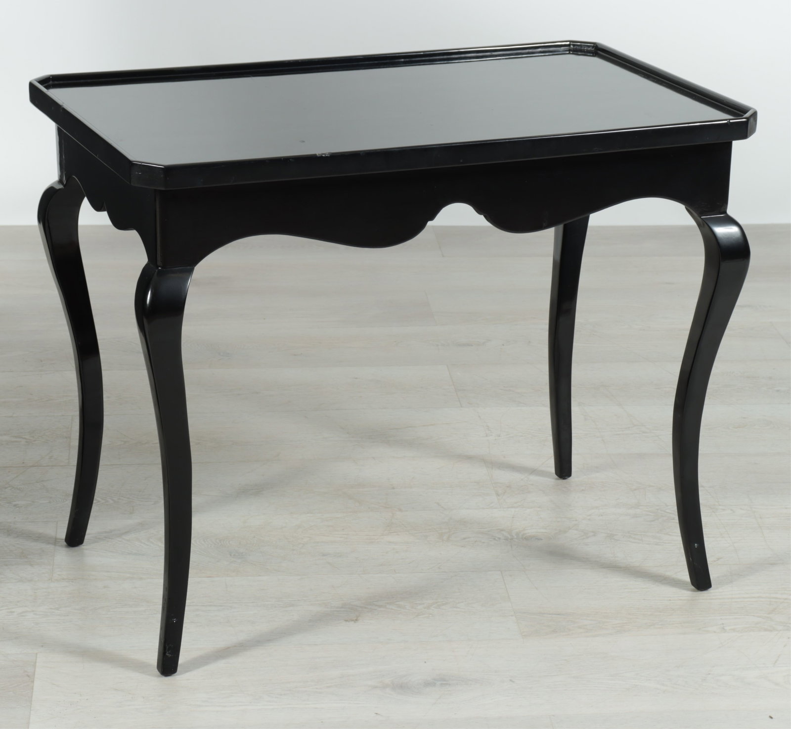 Louis XV Style Black Lacquer Occasional Table: Louis XV Style Black Lacquer Occasional Table 25.5" H x 32.25" W x 20" D