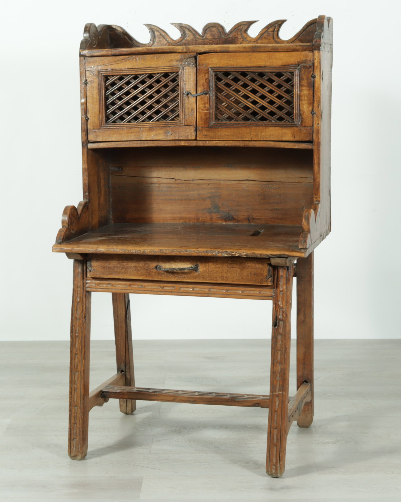 Spanish Colonial Style Pine Desk: Spanish Colonial Style Pine Desk, made from reclaimed timber 61.5" H x 35.5" W x 24" D