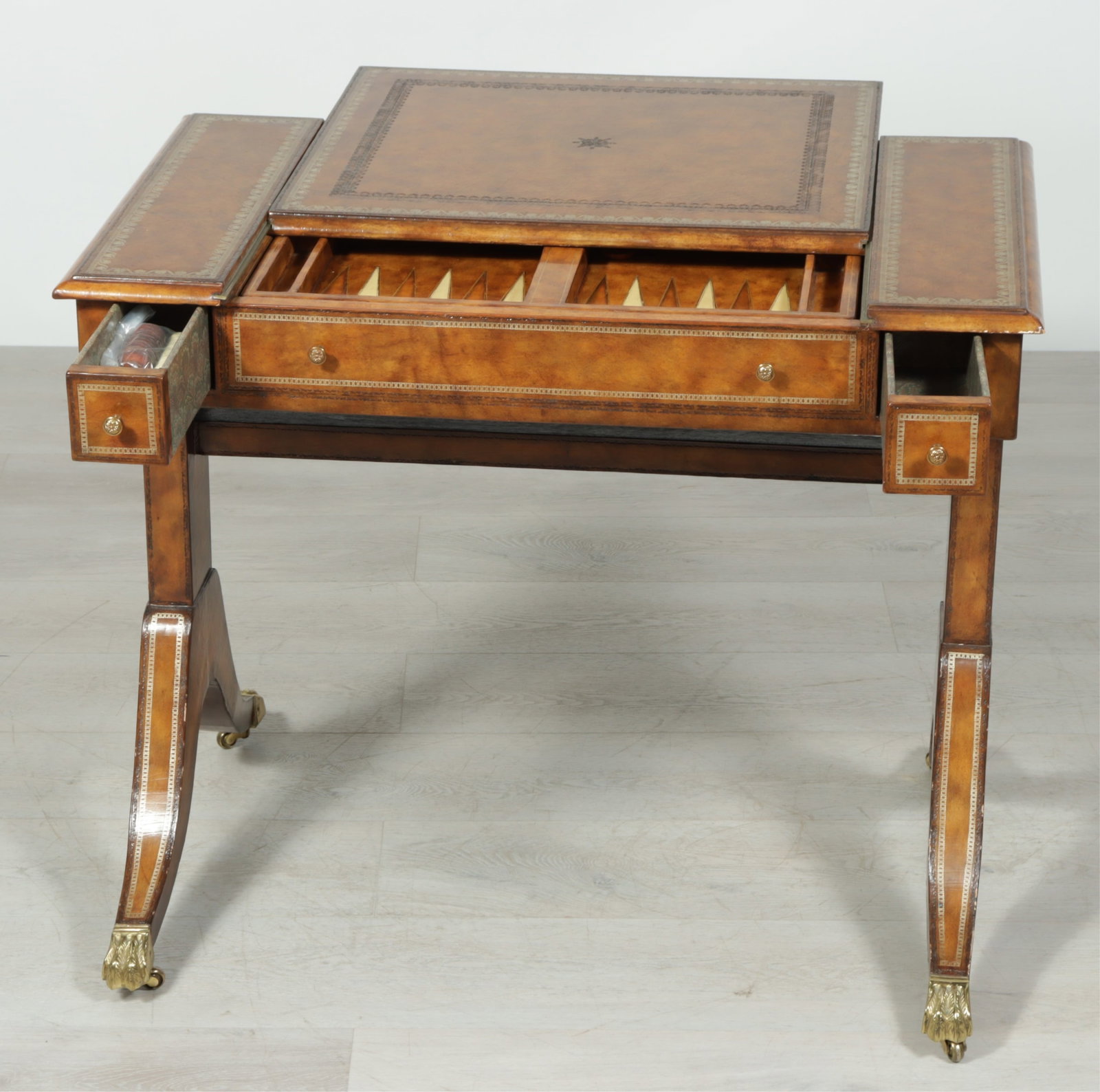 Maitland Smith Leather Veneer Backgammon Table - 3