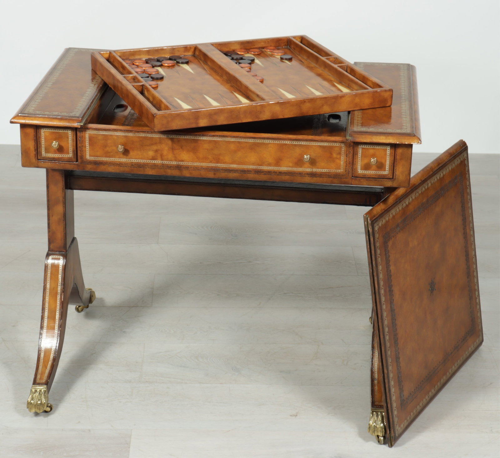 Maitland Smith Leather Veneer Backgammon Table - 4