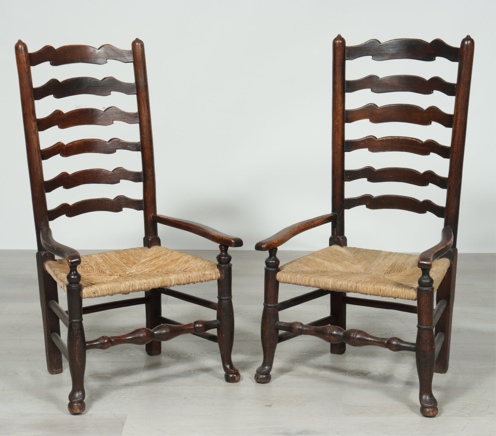 Pair Yorkshire Ladderback Armchairs (1 of 8)