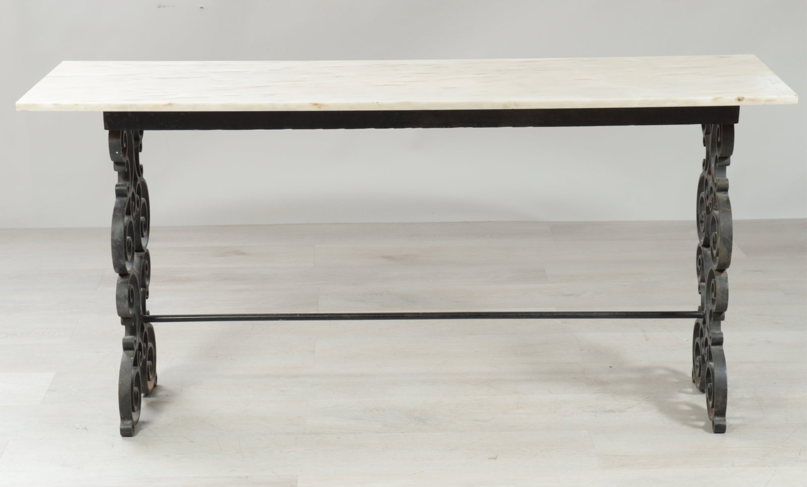 Scrolled Ironwork and Marble Console Table - 2