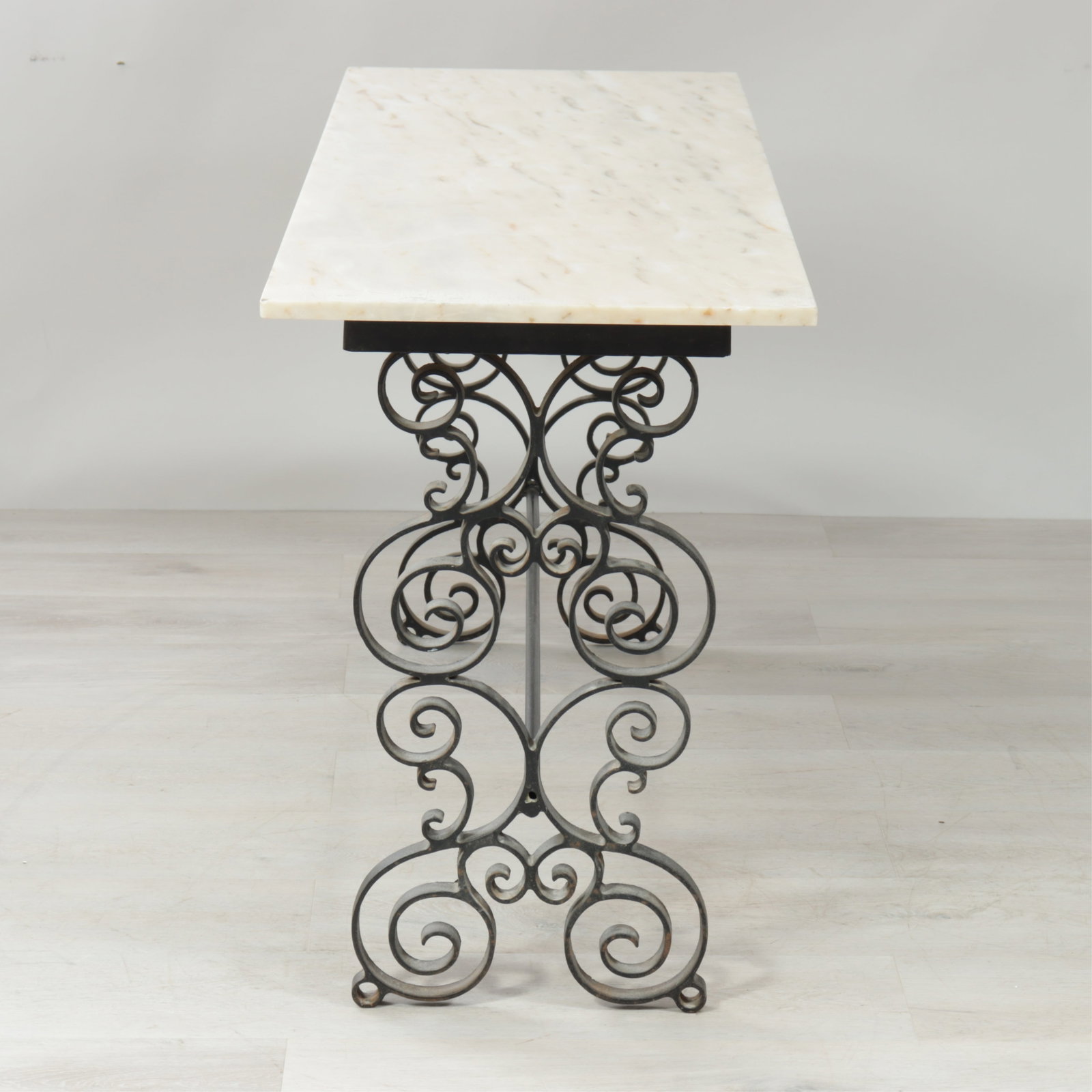 Scrolled Ironwork and Marble Console Table - 3