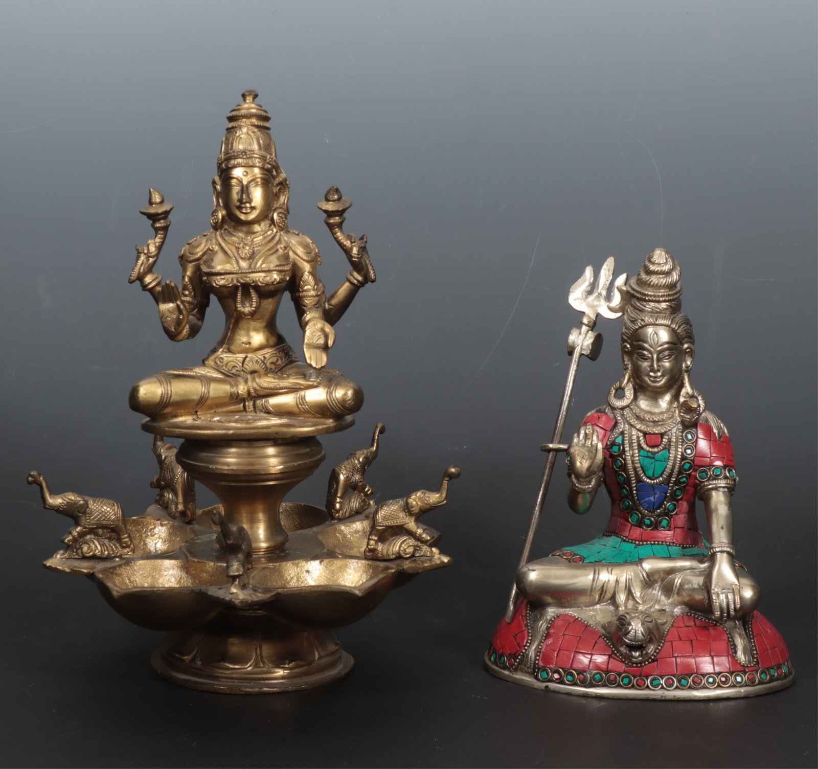 2 Indian Style Brass & Stone Figures (1 of 8)