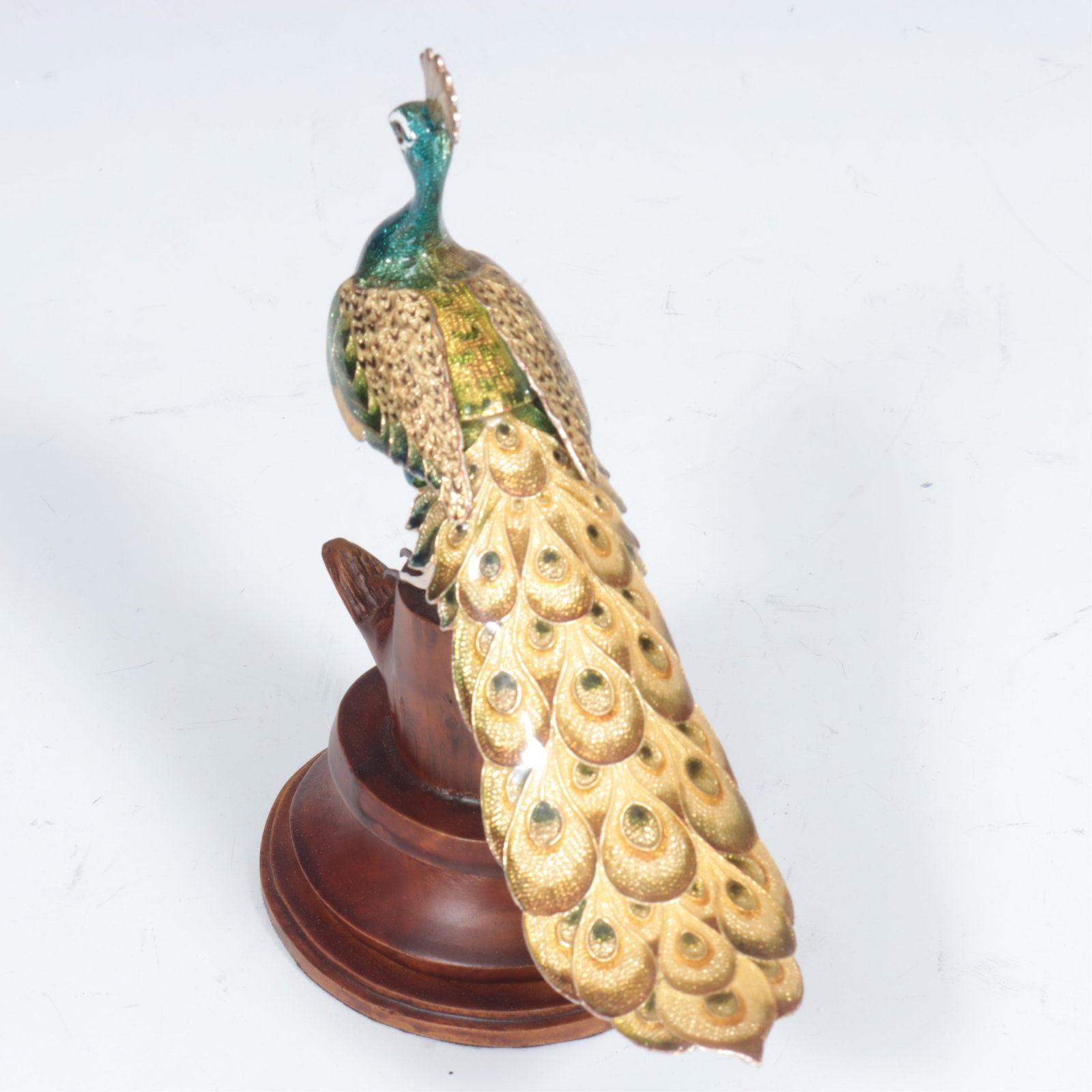 Five Indian Enameled Copper Peacocks - 10