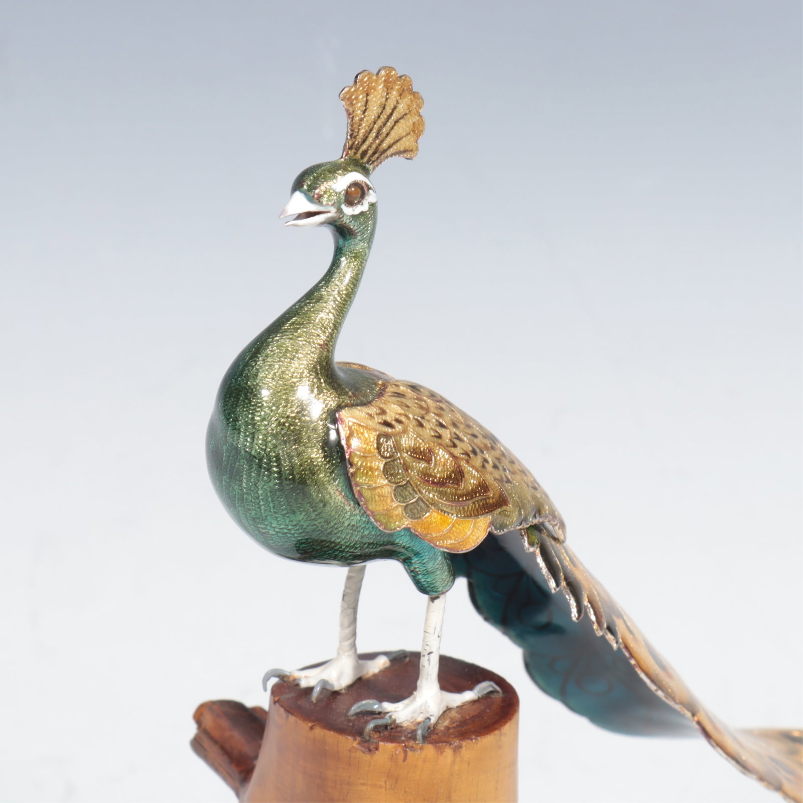 Five Indian Enameled Copper Peacocks - 11