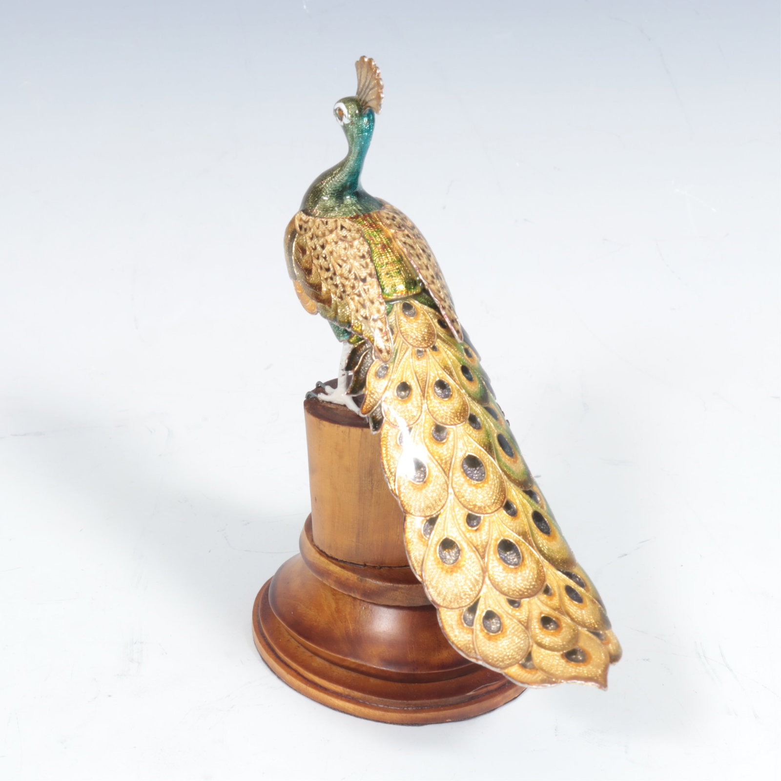 Five Indian Enameled Copper Peacocks - 12