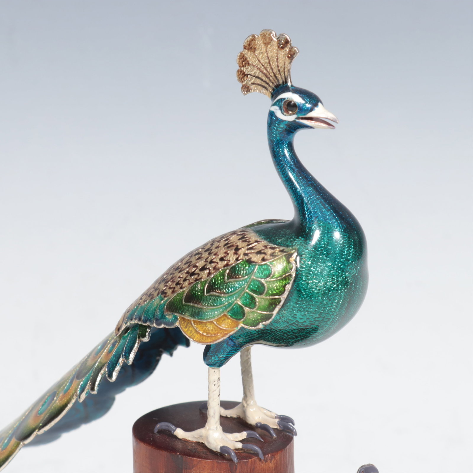 Five Indian Enameled Copper Peacocks - 7
