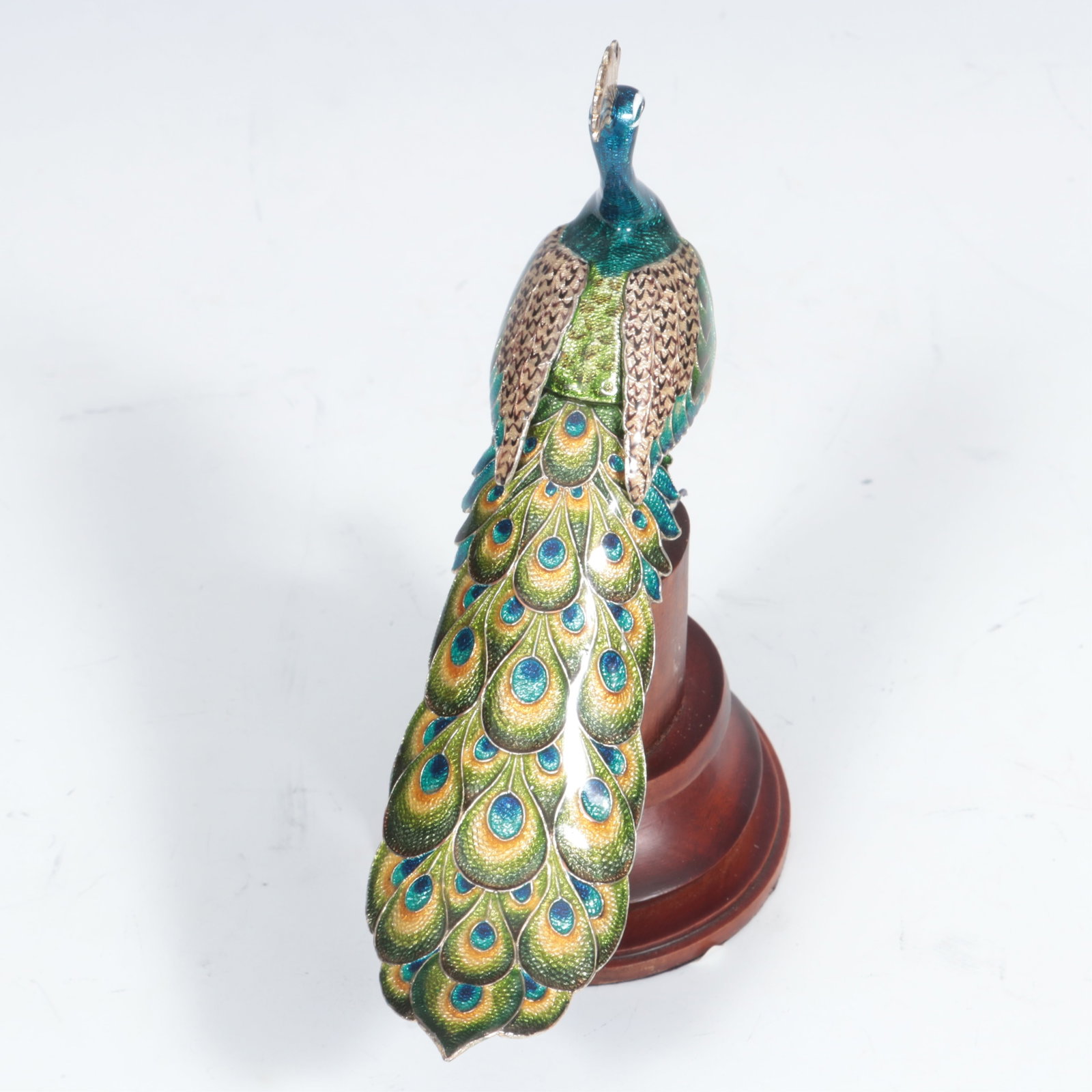 Five Indian Enameled Copper Peacocks - 8