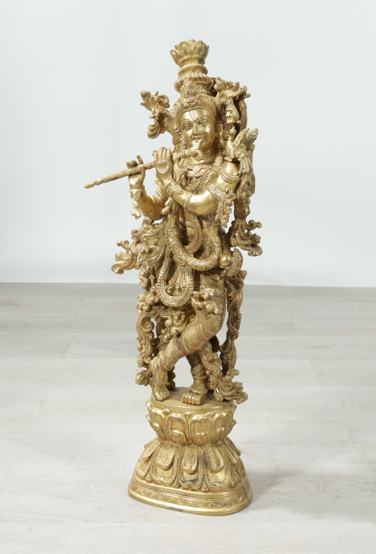 Large Indian Style Brass Figure of Krishna (1 of 8)