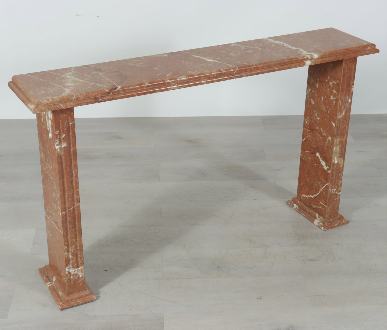 Classical Style Red Veined Marble Console - 3