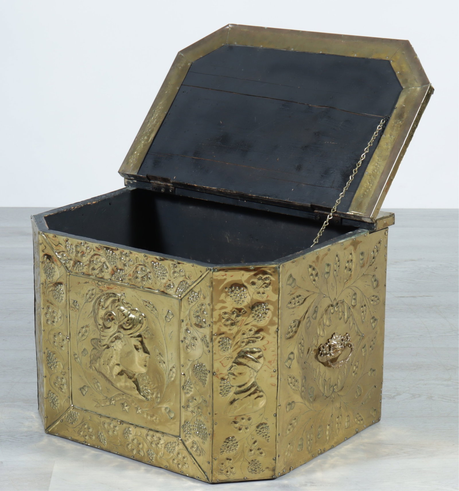 Brass Repousse Firewood Box - 2