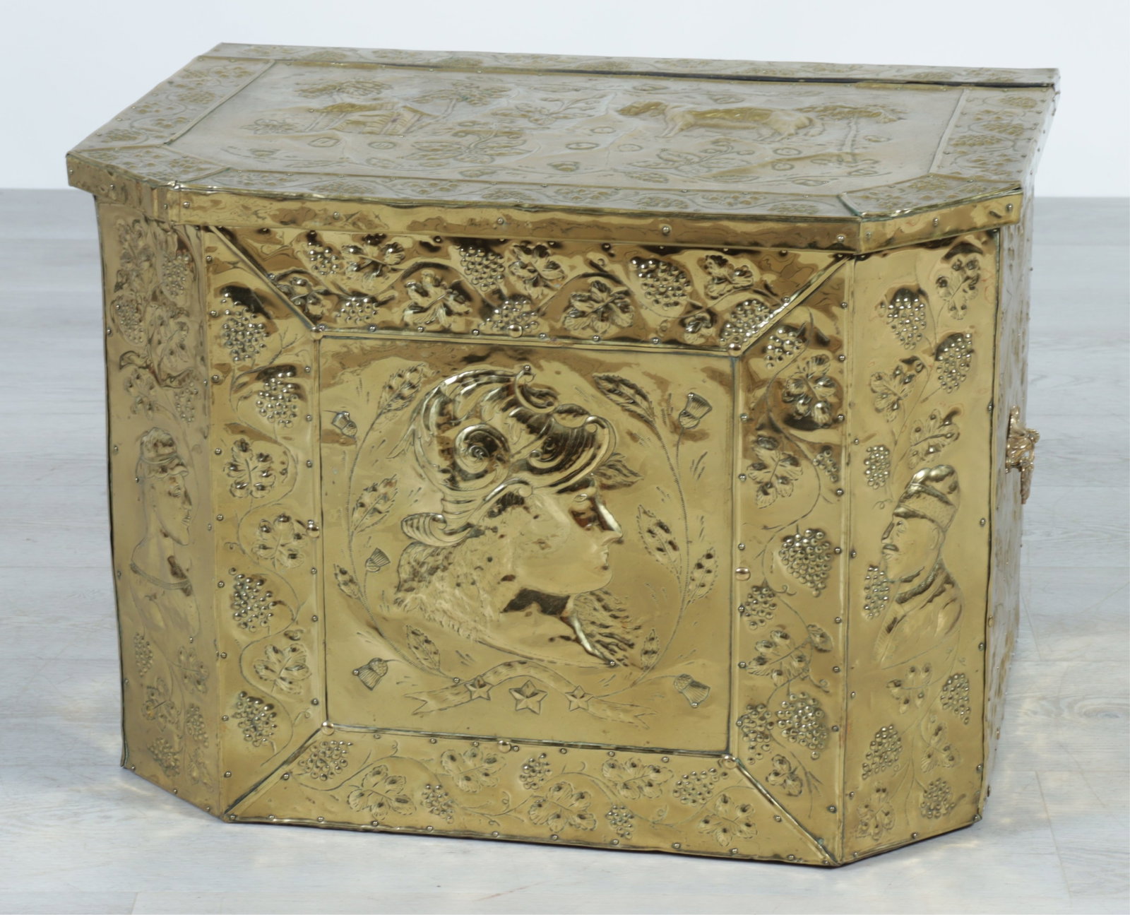 Brass Repousse Firewood Box - 3