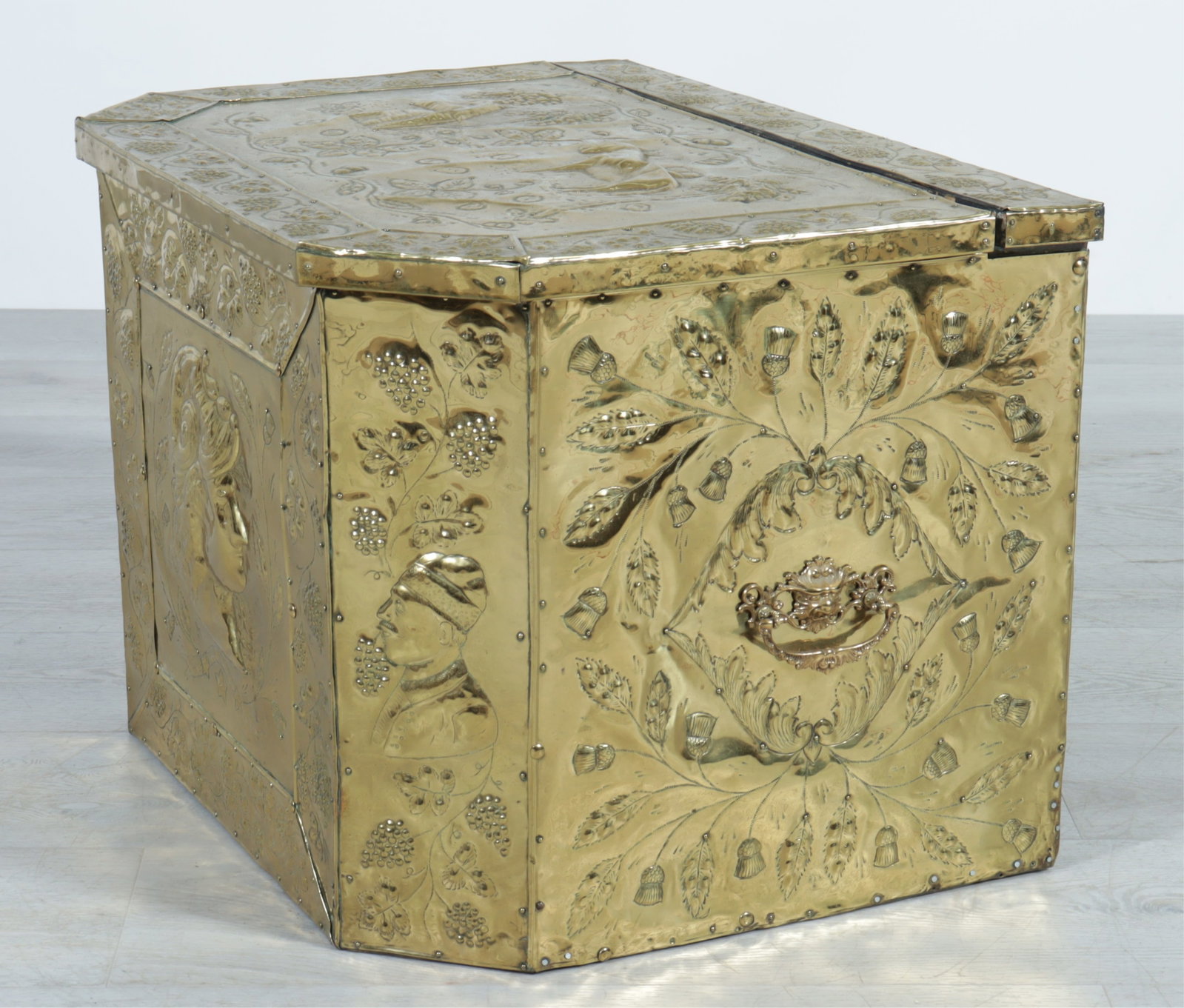 Brass Repousse Firewood Box - 4