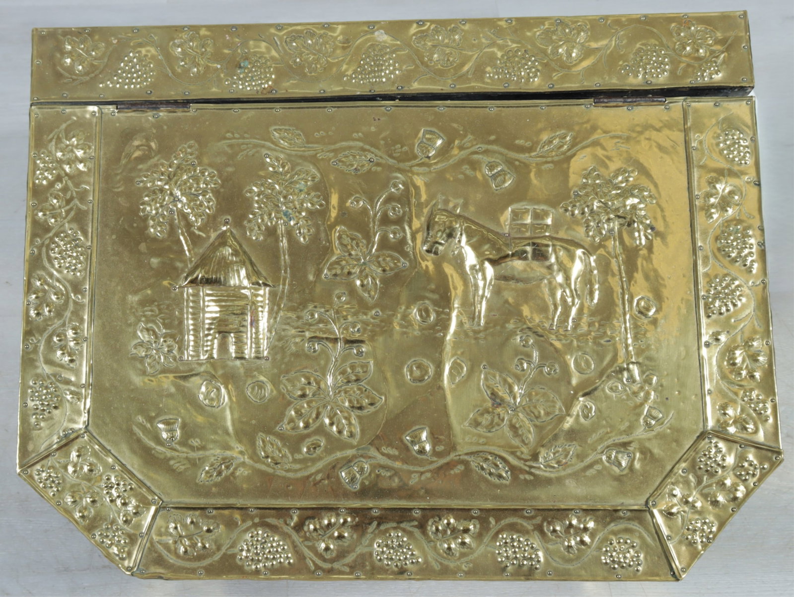 Brass Repousse Firewood Box - 6