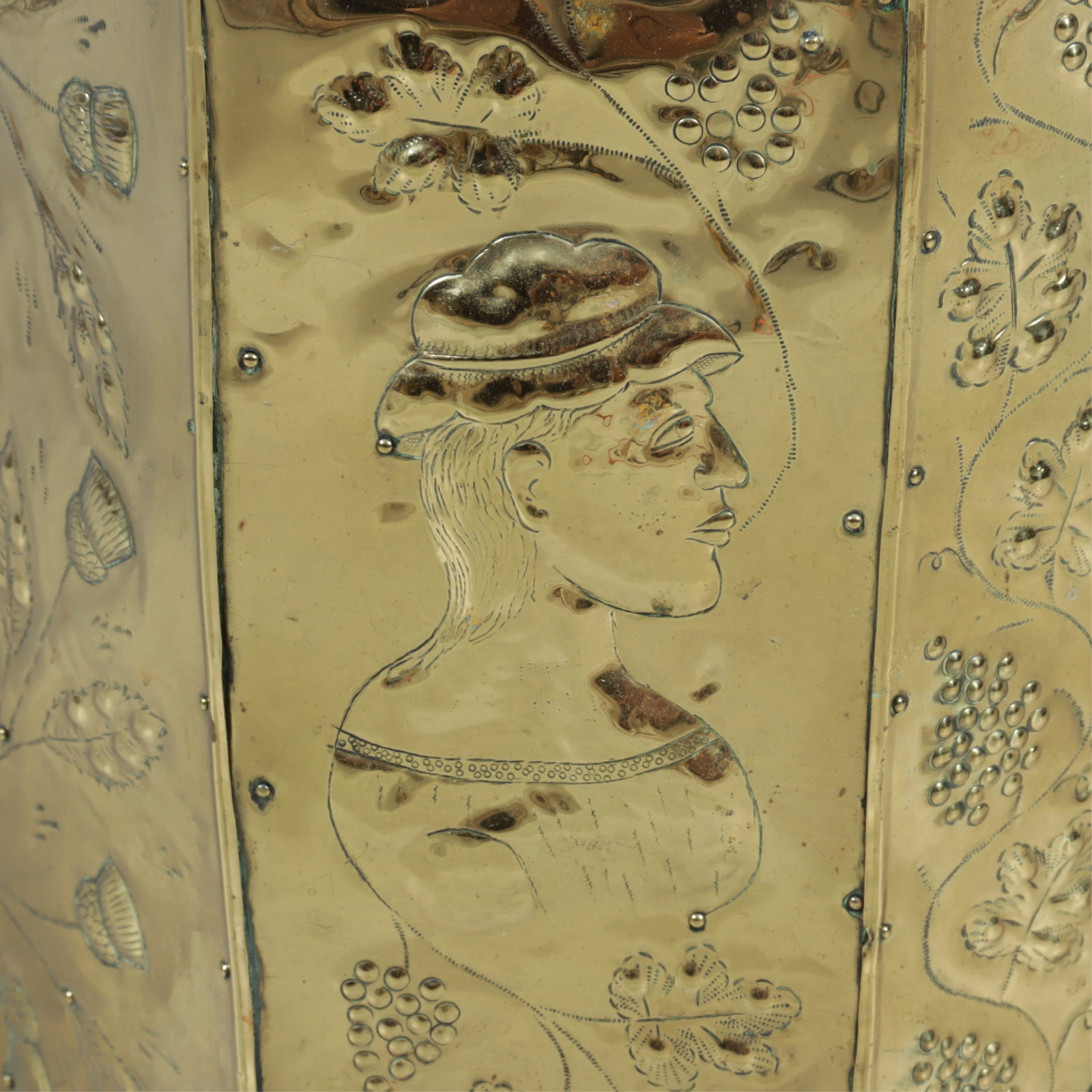Brass Repousse Firewood Box - 8