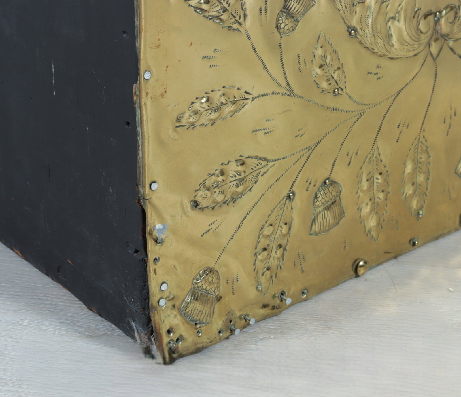 Brass Repousse Firewood Box - 9