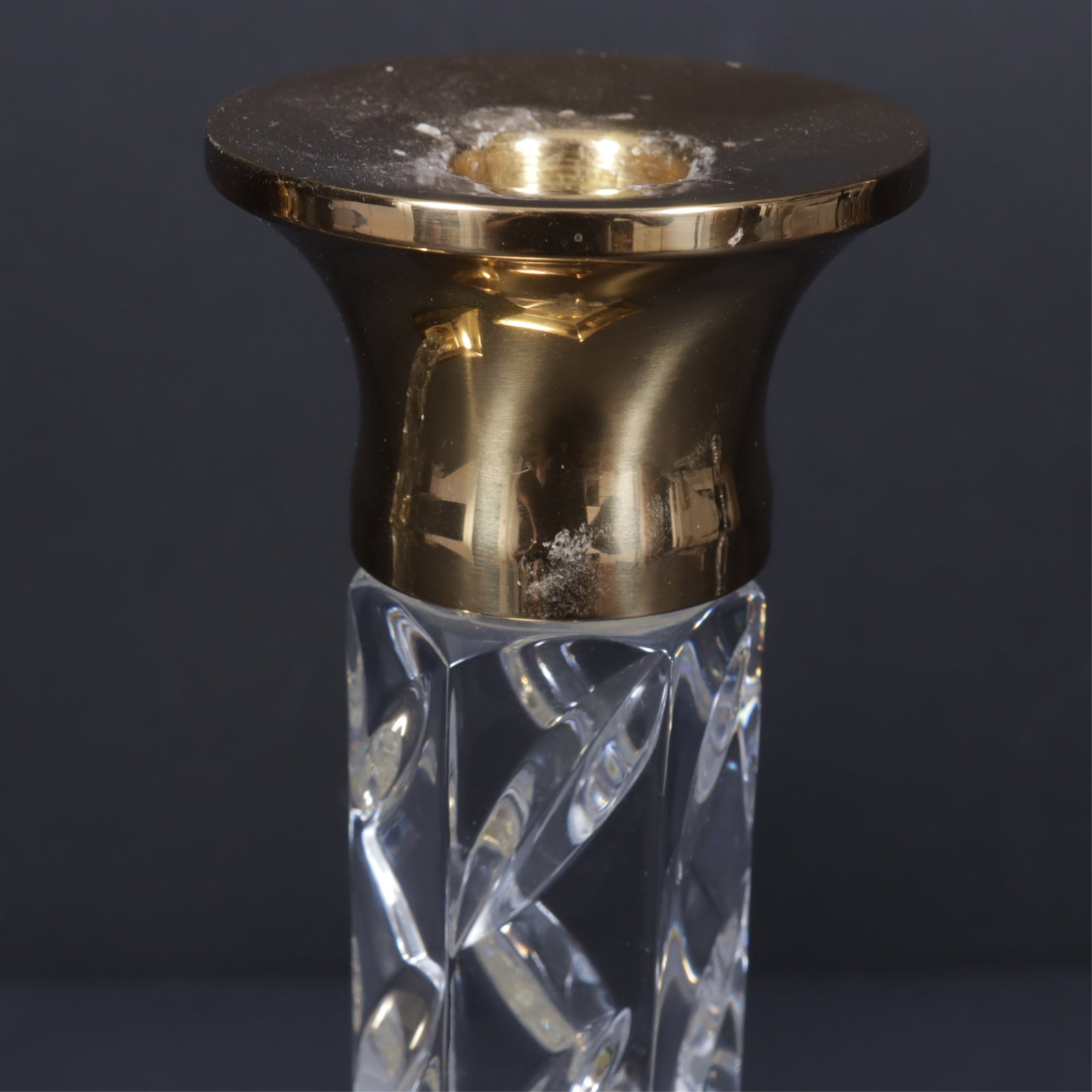 Classical Style Brass & Crystal Candlesticks - 6