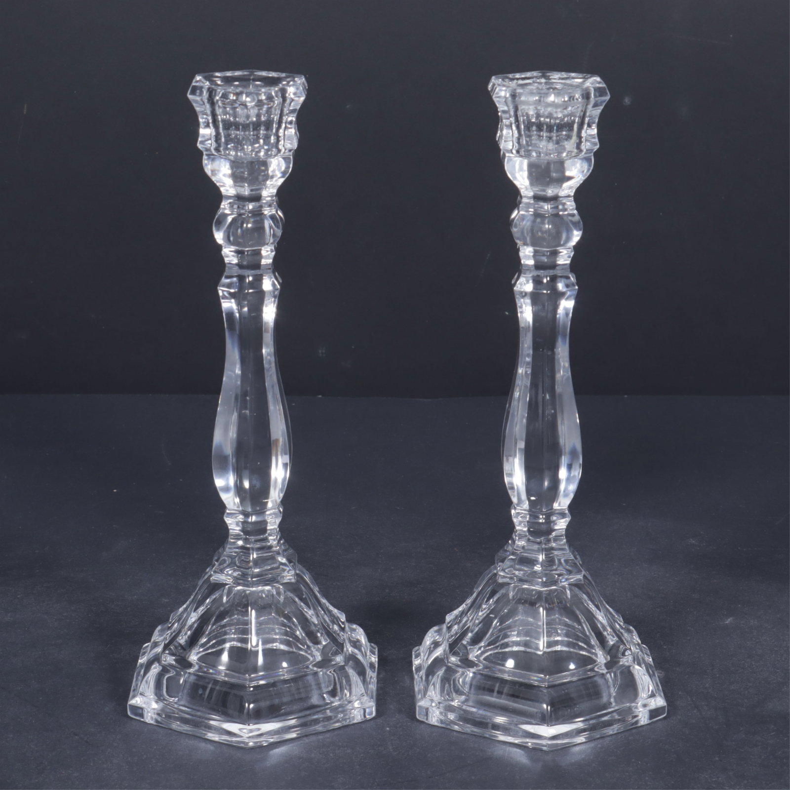 Classical Style Brass & Crystal Candlesticks - 8