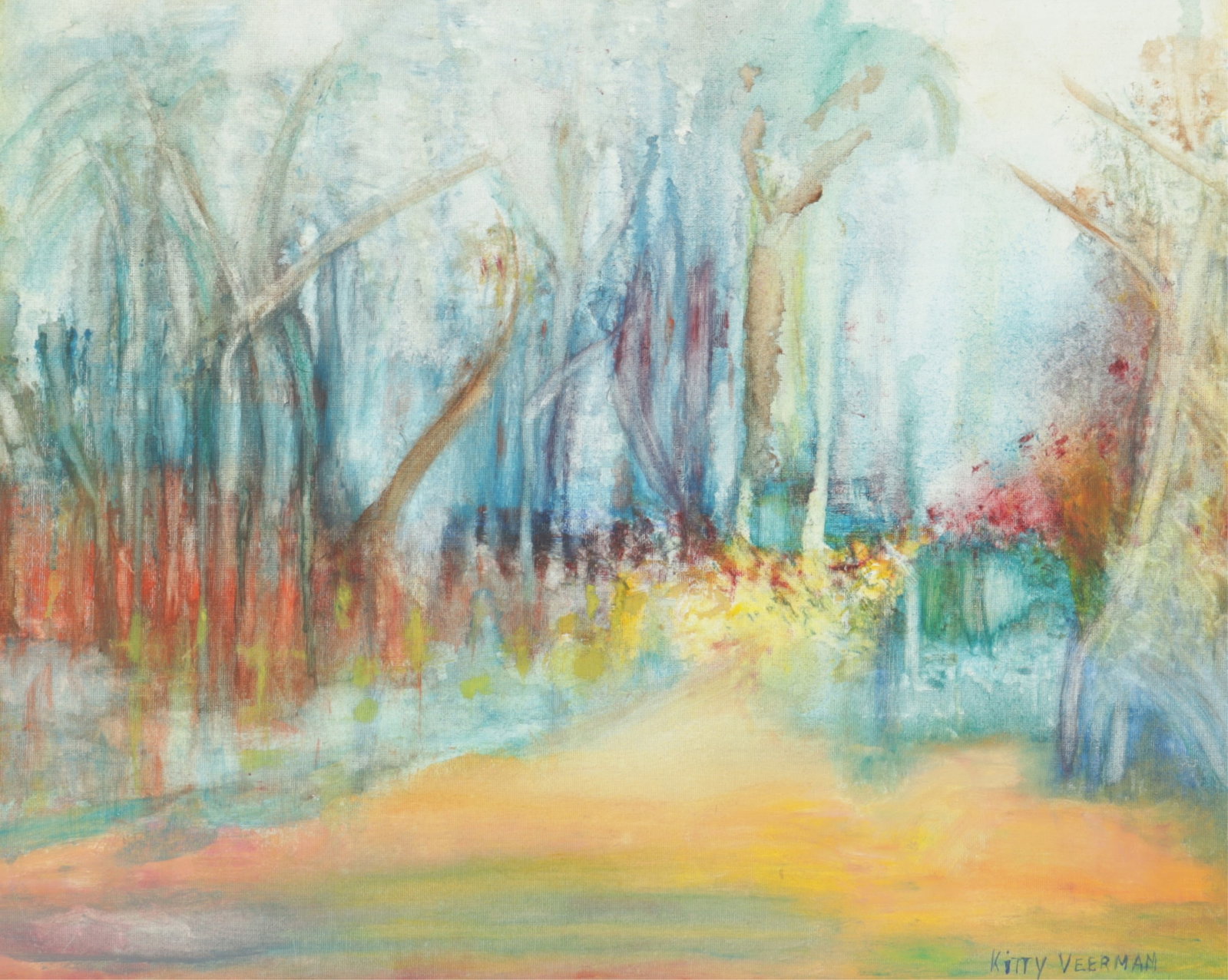 Kitty Veerman - Landscape - O/B: Kitty Veerman, Dutch, 20th C., Abstract Landscape, oil on canvas board Framed 21 x 24
