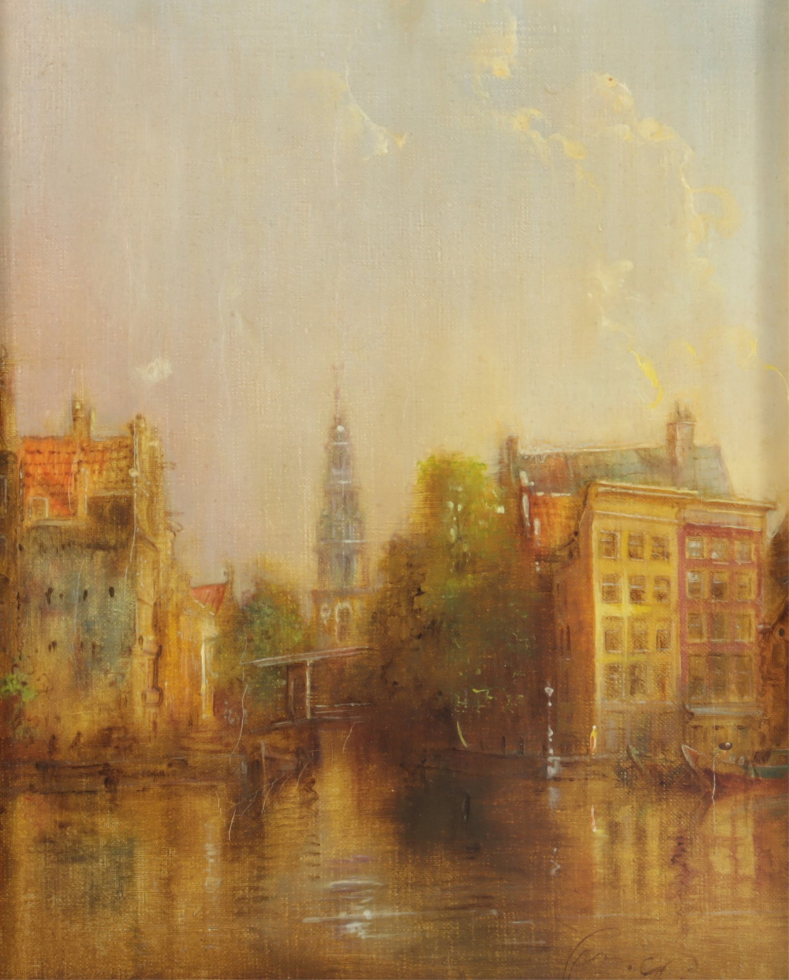 Hendrik Hunsche - Amsterdam -O/C: Hendrik Hunsche, Dutch, 1870-1950, Amsterdam, oil on canvas, labeled Kunssthandel Roelofs Art Gallery 11.5 H x 9.5 W, framed 16.5 H x 14 W