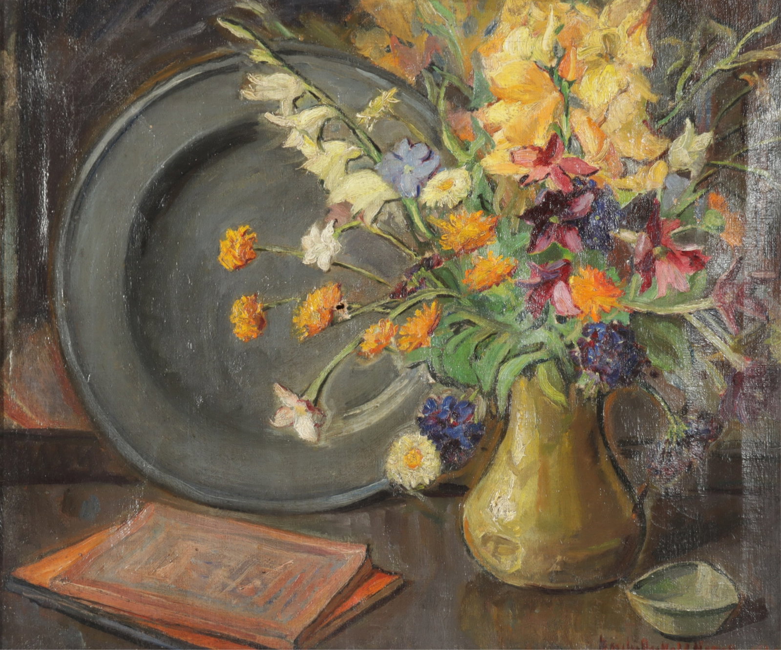 Emily Nichols Hatch - Still Life O/C: Emily Nichols Hatch (American, 1871-1959) Still Life with Flowers oil on canvas. Signed lower right,, dated indistinctly. Sight 21" H x 24.5" W Frame; 25.5" H x 28.5" W