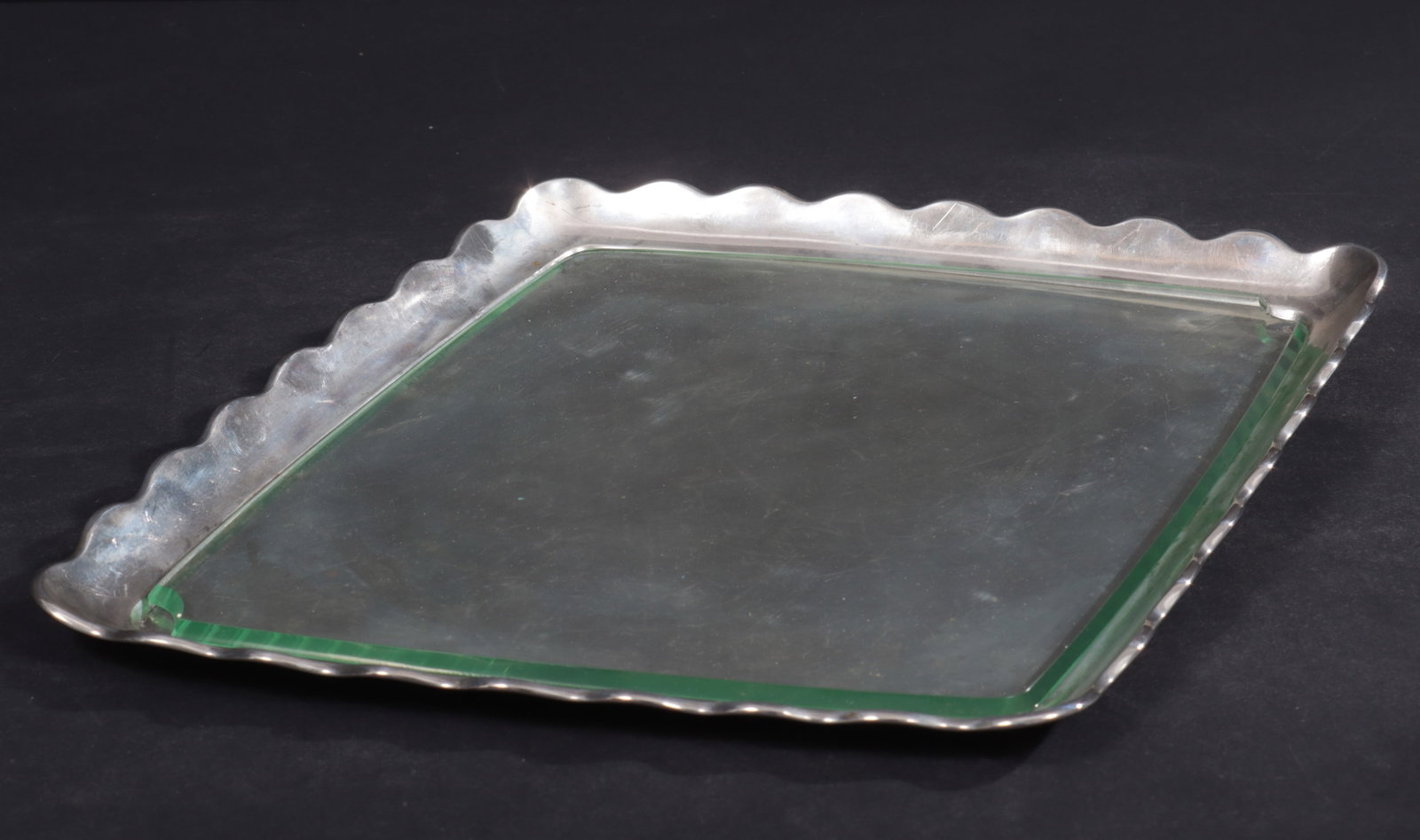Frank Rudolf Austrian Silver Vanity Tray: Frank Rudolf, Vienna, Austria, late 19th to early 20th century .800 silver vanity. Struck with Diana and maker's mark. 16.62 OZT. 15" W x 11.75" D
