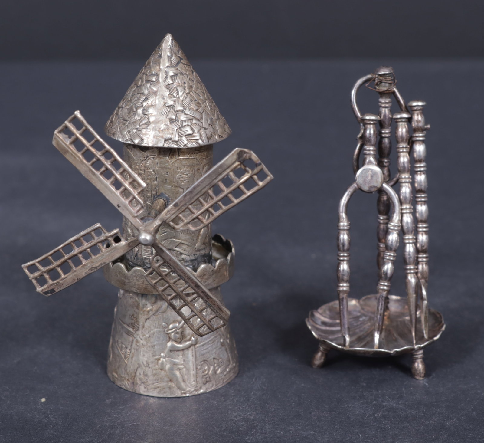 7 Mostly Dutch Sterling Silver Miniature Objects - 3