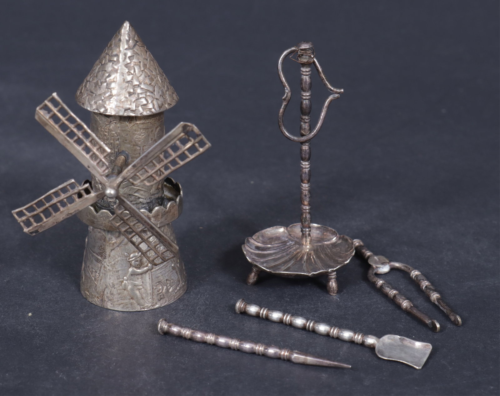 7 Mostly Dutch Sterling Silver Miniature Objects - 4