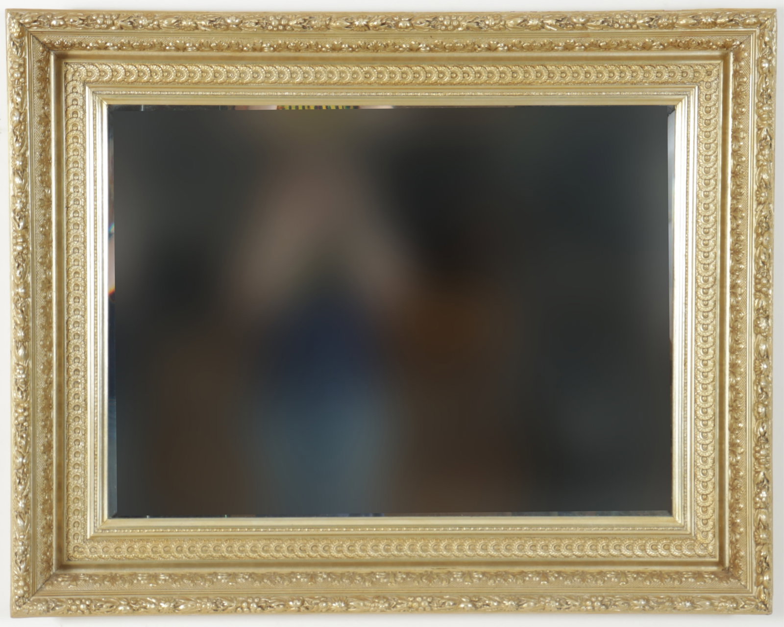 Classical Style Giltwood & Gesso Mirror: Classical Style Giltwood & Gesso Mirror, beveled plate 30.75" H x 39" W