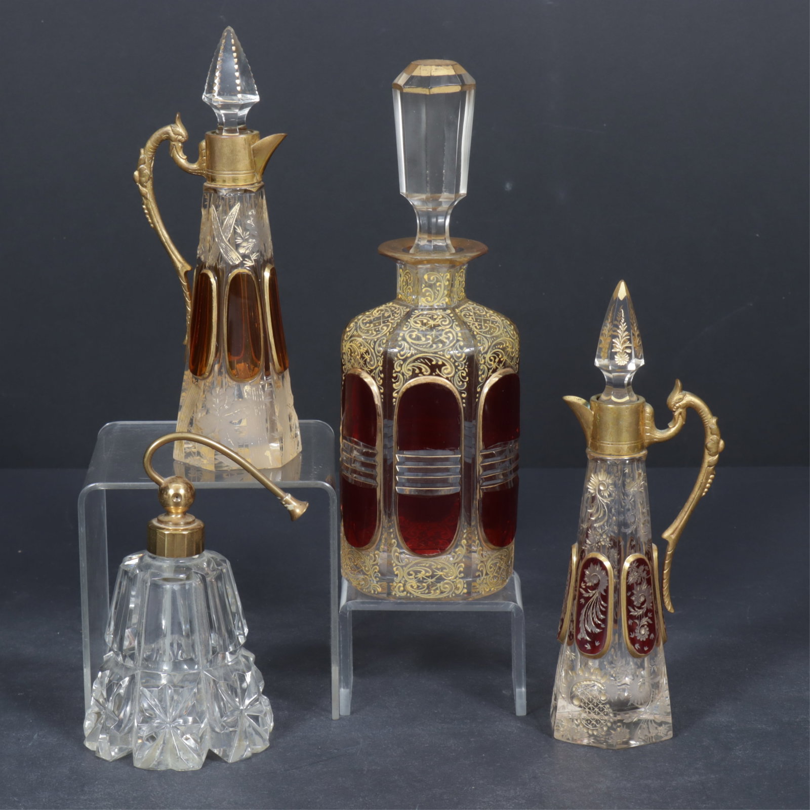 Bohemia Glass Ruby with Gilt, Likely Moser (1 of 5)