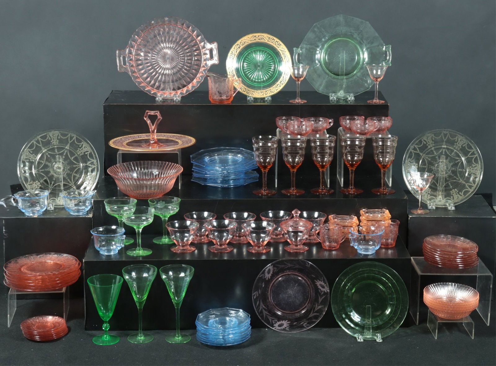 Collection of Multi Colored Depression Glass (1 of 7)