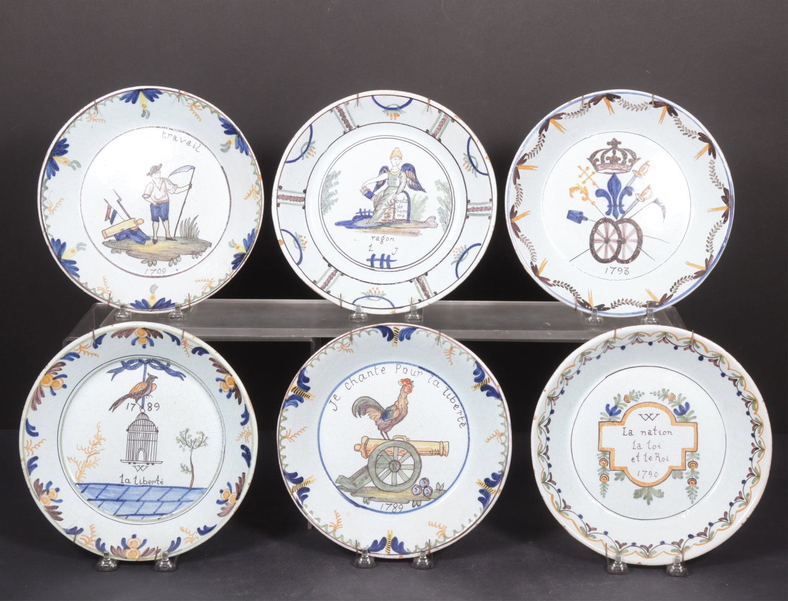 Set of Six French Faience Plates (1 of 9)