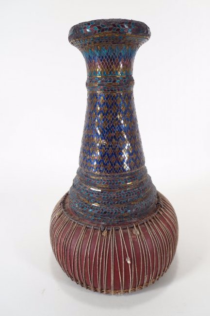 Wood, Hide and Inlaid Glass Tuf (Drum),20th C. (1 of 6)