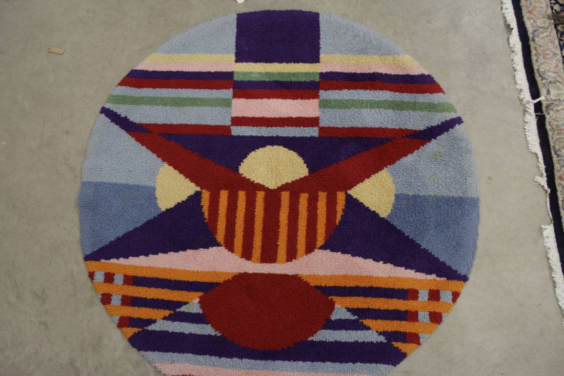 Hooked Rug with Bold Geometric Patterns, 20th century (1 of 6)