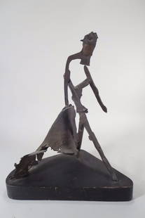 Benedict Tatti, Figurative Sculpture, mid-20thC.: Benedict Tatti, Am. 1917-1993, Figurative Sculpture, mid-20th century, bronze and wood, signed 19" H Please view our Terminology page to learn how we d