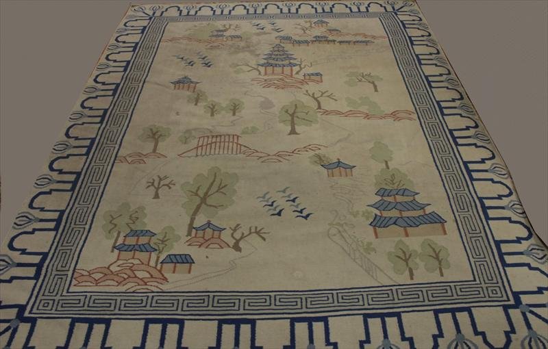 Midcentury Modern White Flat Woven Rug, mid-20th C. (1 of 6)